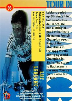 1997 Eurostar Tour de France #96 Luc Leblanc Back